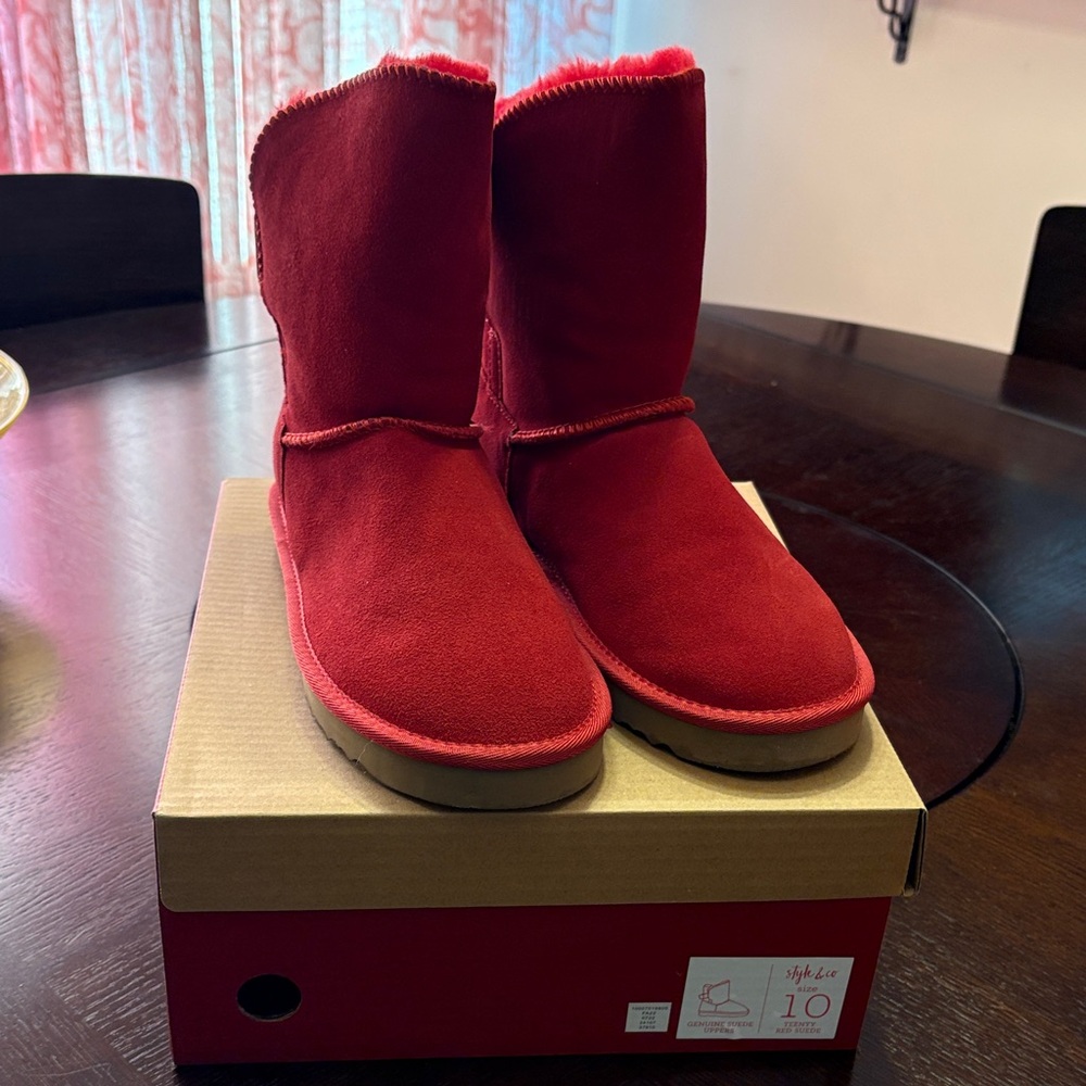 Style & Co. Vibrant Red Suede Boots